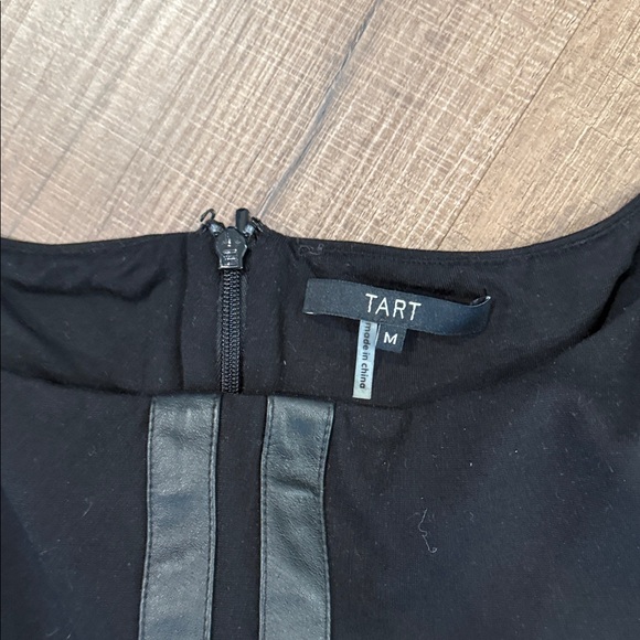 Tart Black Mini cocktail  Dress with faux leather Accents - Picture 2 of 7